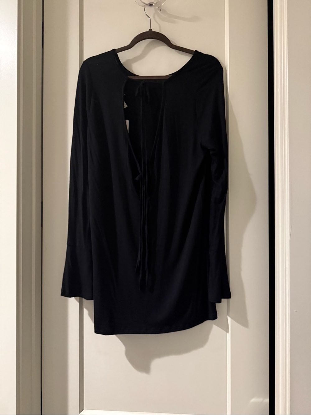 Bellini Black Long-Sleeve Tie-Back Tunic
